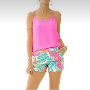 Lilly Pulitzer sz 2 Casa Marina Neon Floral Buttercup Scalloped Hem Shorts